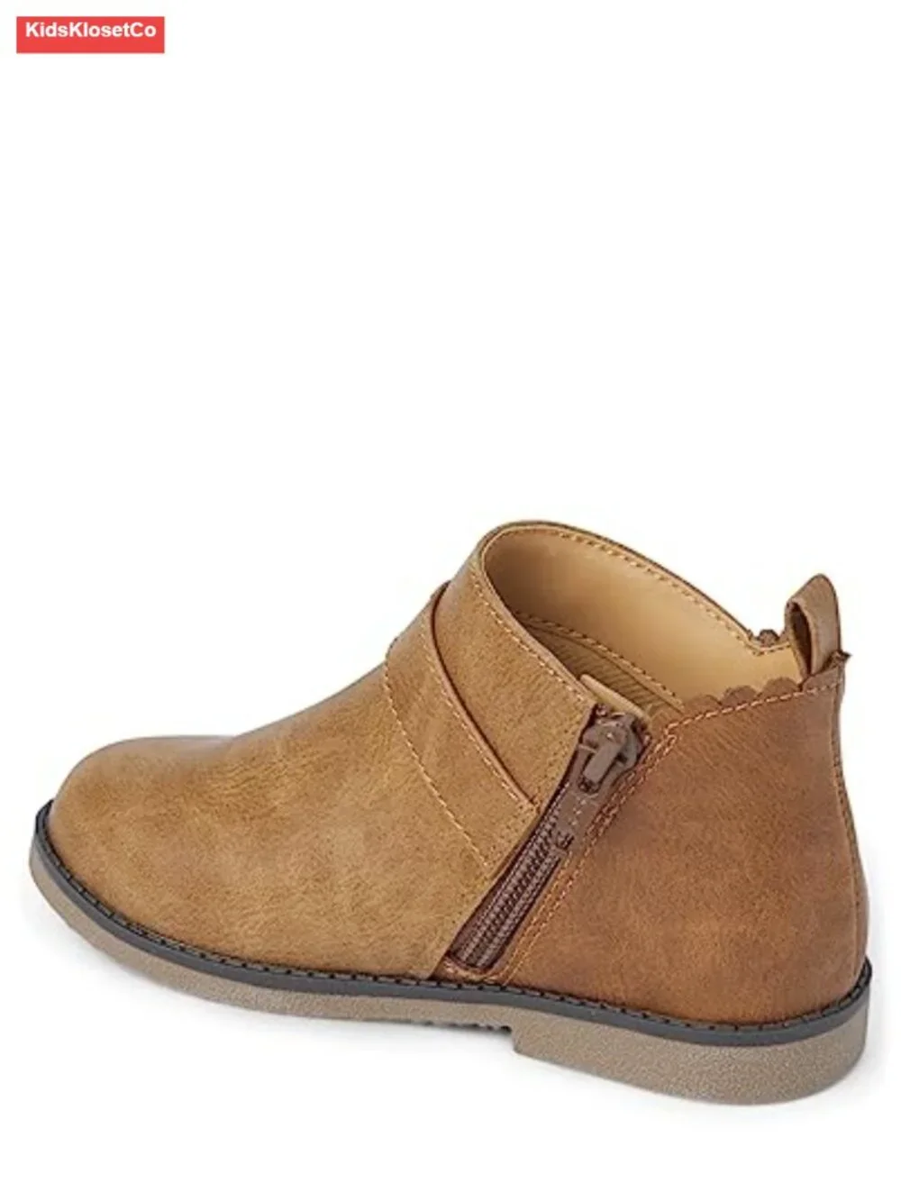 Toddler Faux Leather Ankle Boots with Flower Buckle Side Zipper